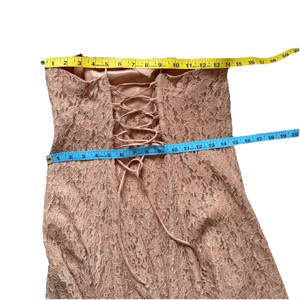 Le Château Lace Maxi Dress M‎ Dusty Rose Blush Open Back Formal Gown Bridesmaid - Picture 6 of 7